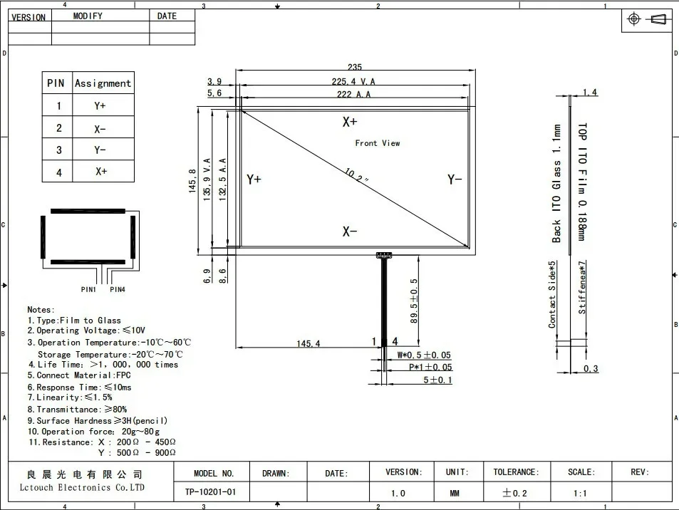 Win10 Compatible 10.2 inch USB industrial touch screen, 4 wire resistive USB touch panel overlay kit with USB Controller