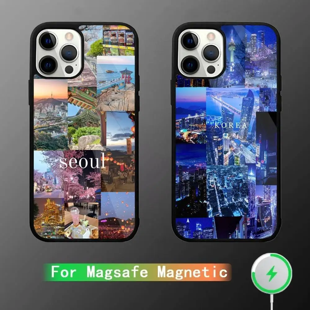 

South Korea SEOUL Travel Phone Case For iPhone 17,16,15,14,13,12,11,Pro,Max,Plus,Mini,SE4,E Magnetic Magsafe Wireless Charging