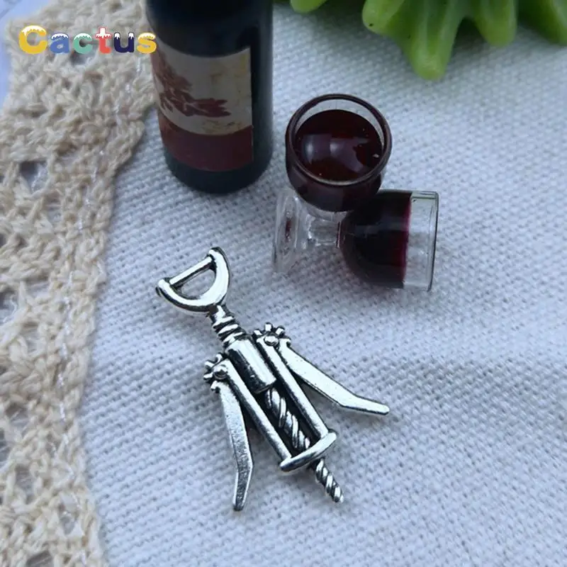 New Dolls Accessories 2pcs Metal Wine Drink Bottle Opener Corkscrew 1:12 Bottles Kitchen Bar Miniature Doll House Decoration