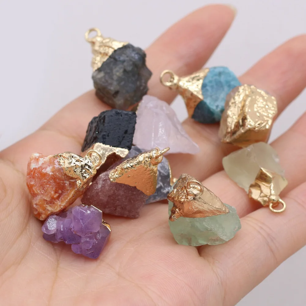 

High Quality Irregular Natural Crystal Embryo Charms Wholesale Gold Plating Pendant DIY Necklace Earrrings Jewelry Accessories