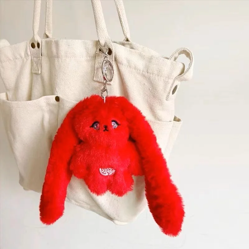 Kpop Yuqi Pop Sleutelhanger 15 cm Cartoon Rood Konijn Pluche Pop Tas Hanger Sleutelhanger Vulling Pp Katoen Zachte Korte Knuffel fans Gift