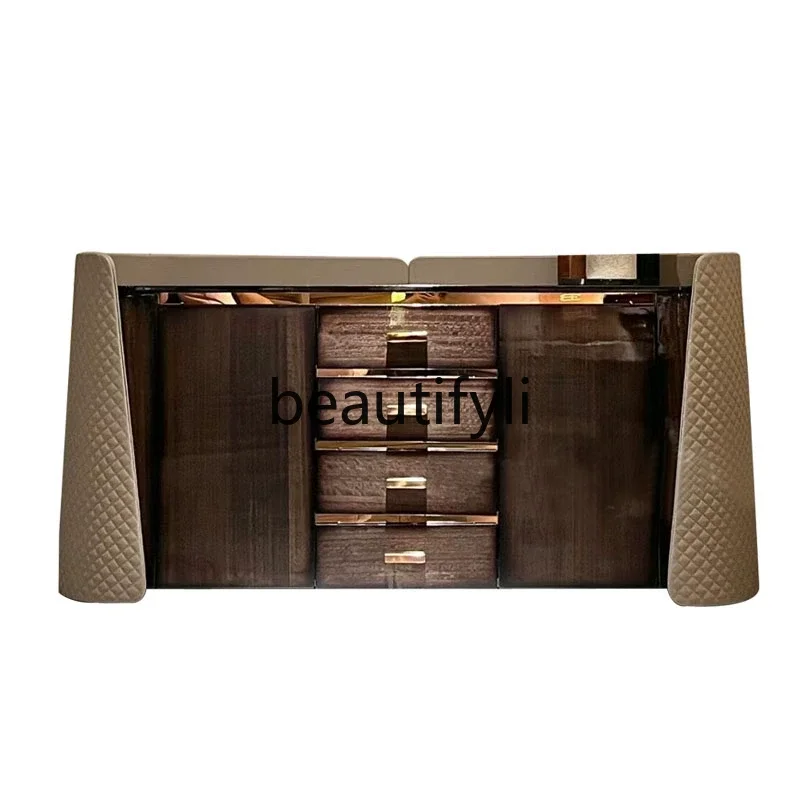 

Italian light luxury solid wood dining side cabinet high-end storage chest cabinet high-end luxury entrance cabinet