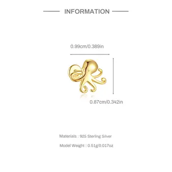 CANNER 1 Adet Hayvan Figürlü Düz Dişli Kulak Kemiği Piercing Küpe (925 Ayar Gümüş, Pürüzsüz Yüzeyli) Dinozor Ahtapot Böcek Küpe 10 best sales Ahtapot piercingi - №3