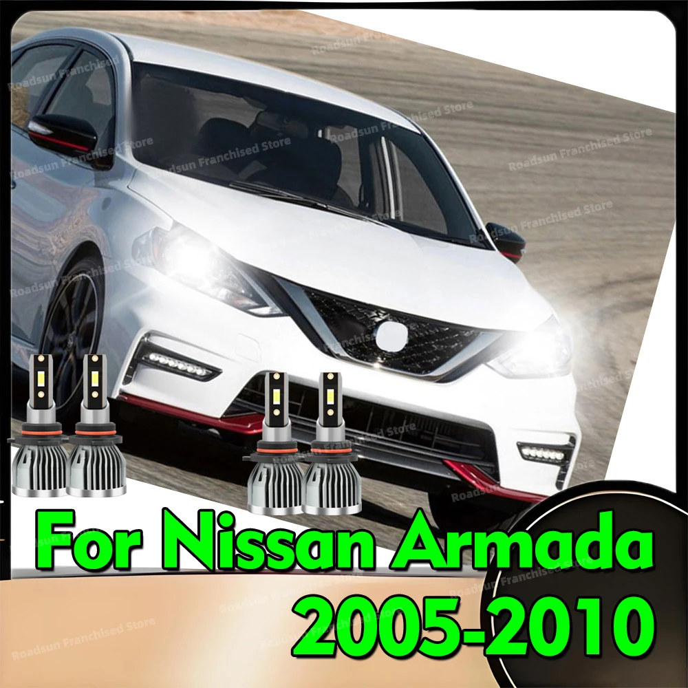 

2/4Pcs High Low Beam Led Headlight 30000LM CSP 3570 For Nissan Armada 2005 2006 2007 2008 2009 2010 Super Bright Lamp Bulbs 12V