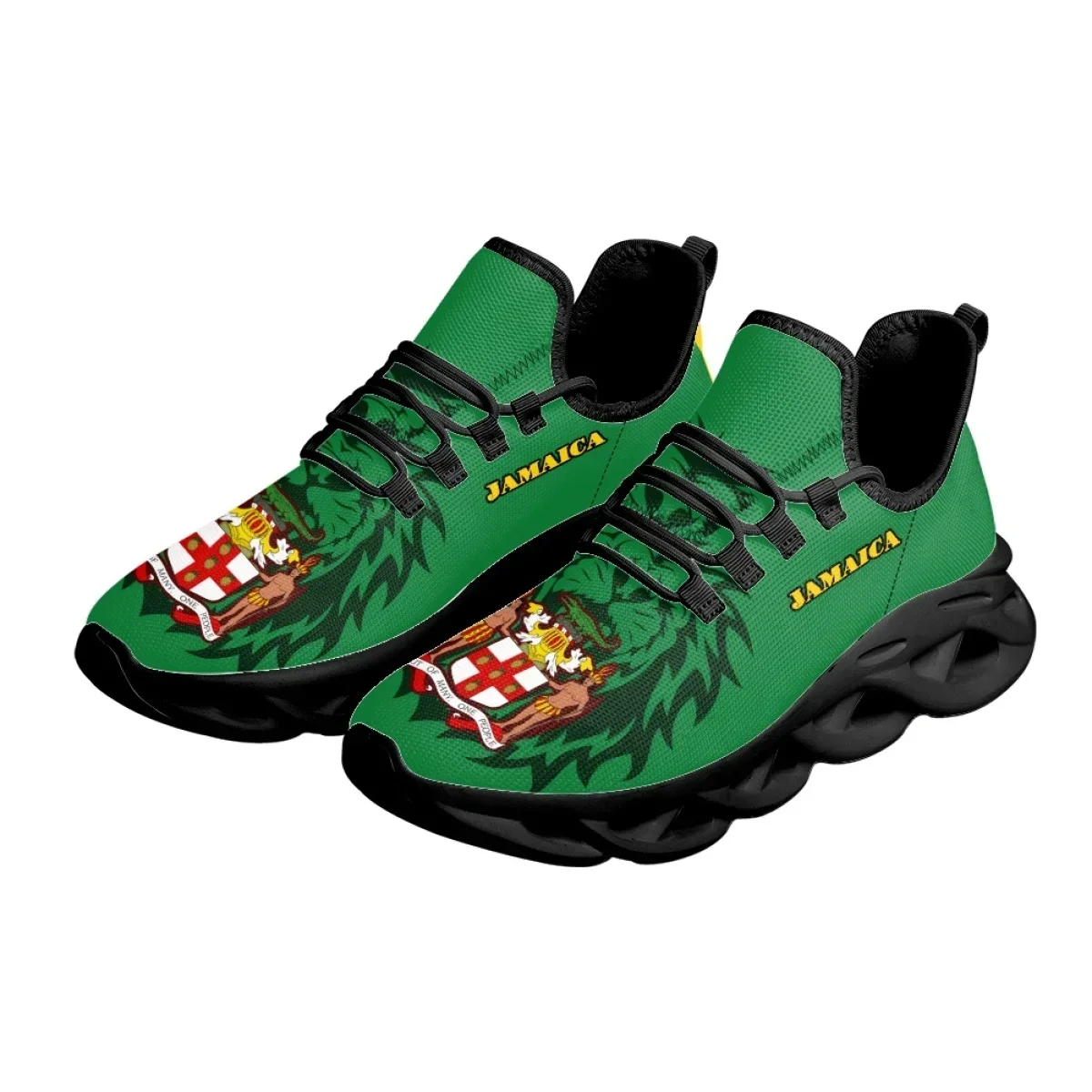 Jamaica Flag Print Women's Mesh Swing Sneakers Rasta Rastafari Lion Design Platform Shoes for Ladies Comfort Tennis