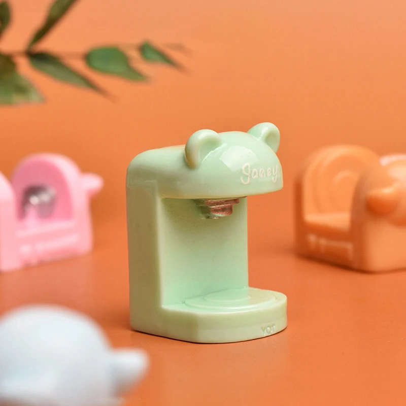 4Set Doll House Accessories Dollhouse Miniature Little Bear Cup Set Coffee Machine Home Appliances Decor Toy