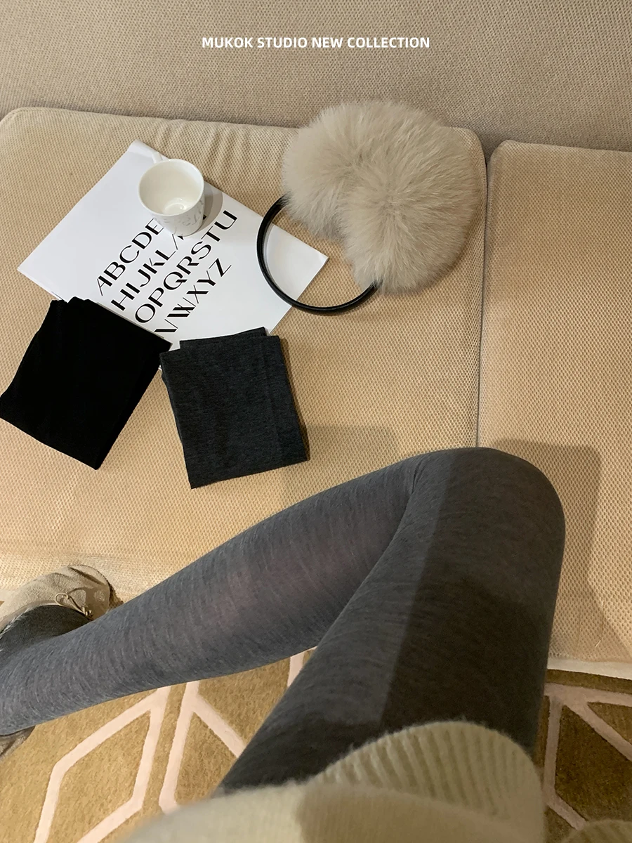 MUKOK Skin-Like Thin Pantyhose High-Waist Micro-Pressure Matte Finish Breathable Ladies Leggings Autumn Atmosphere Sensation