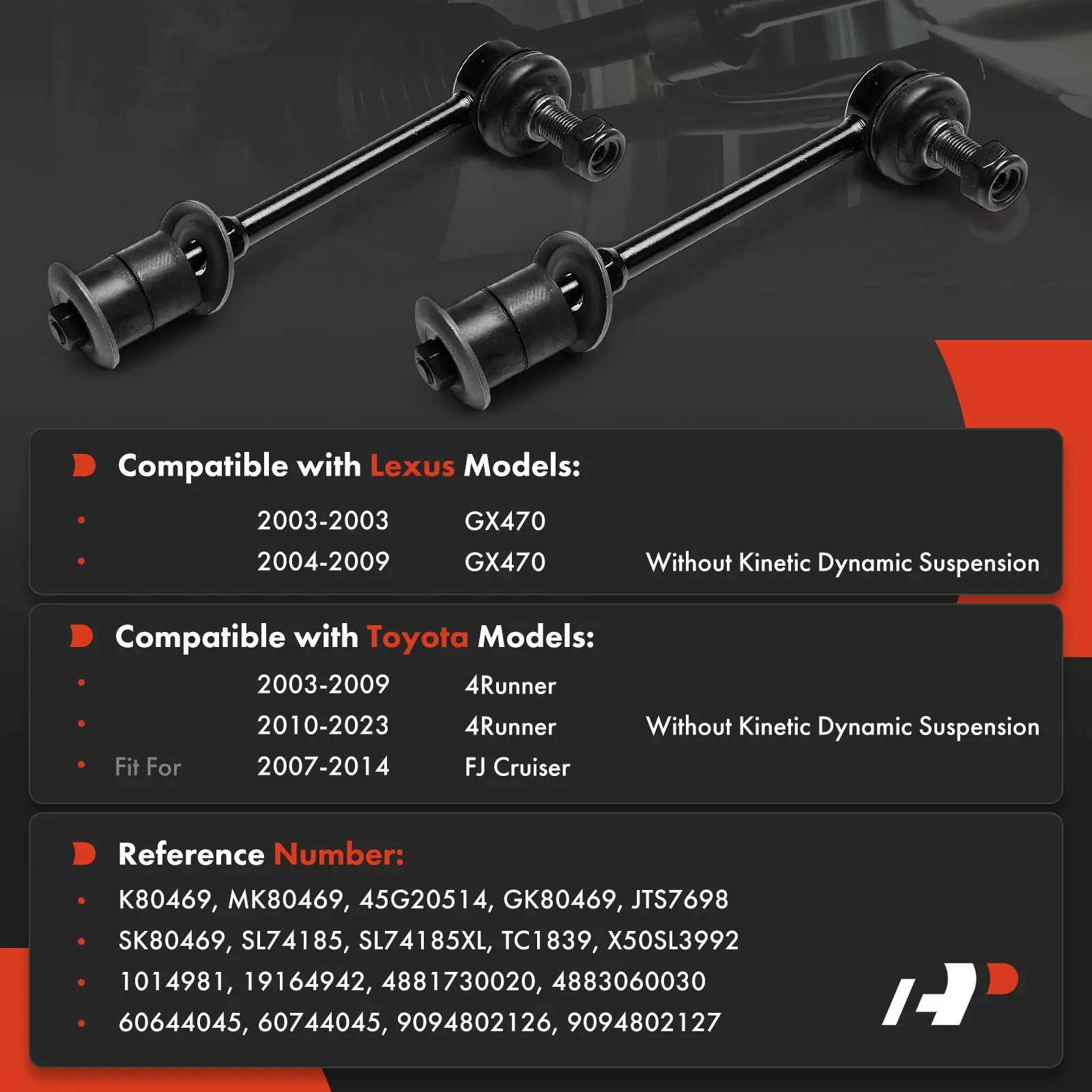 A-Premium 2x Rear Left and Right Sway Bar Link for Toyota 4Runner 2003-2023 FJ Cruiser 2007-2014 Lexus GX470 2003-2009