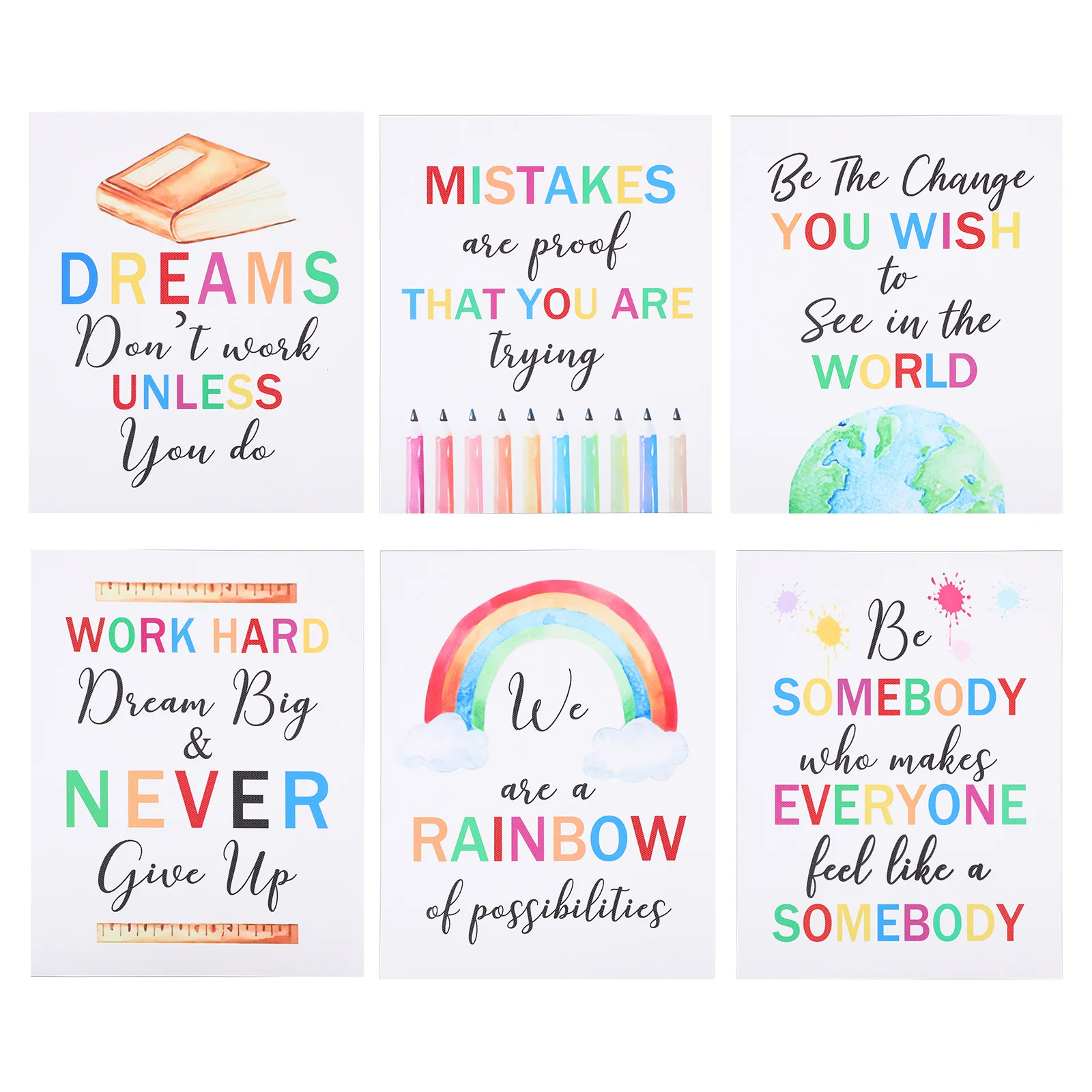 

6Pcs Inspiration Pictures Motivational Wall Art Safe Various Occasions Gift Inspirational Wall Art Inspiration Picture
