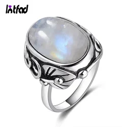 925 Sterling Silver Oval 11*17mm Moonstone Rings Vintage Rings for Men Women Jewelry Ring Gift