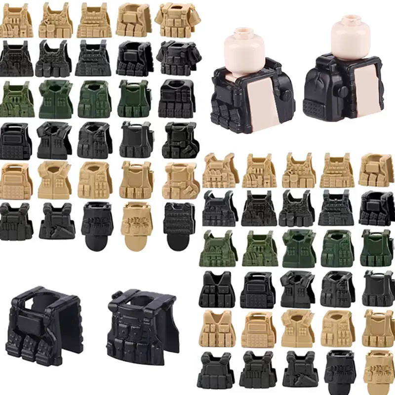 Military Soldier Tactics Vest Bag Building Blocks SWAT Weapon Figures Accessories Special Forces Tactical Body Armor Model Toys