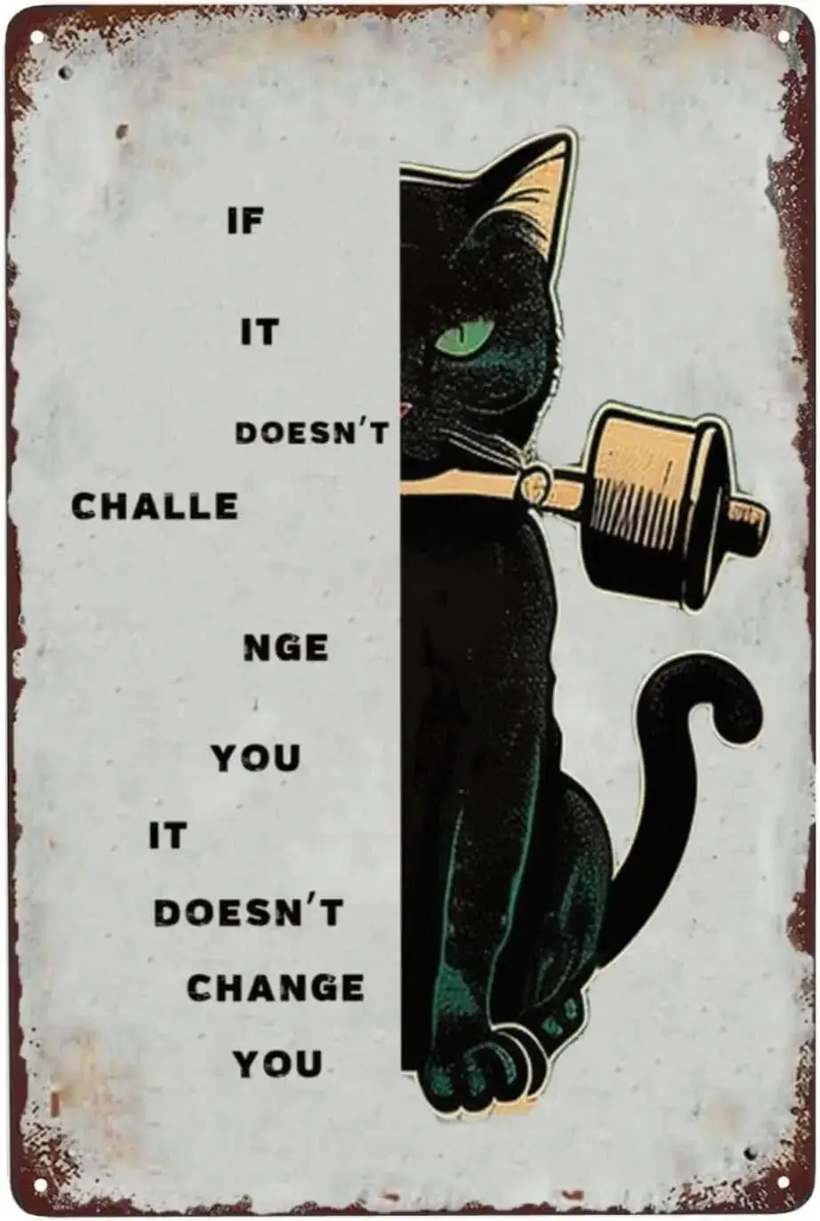 Signs Metal Club Bedroom If It Doesn;t Challenge You It Doesn;t Change You Cat Decor Cat Mouth Barbell Music-Themed Wall