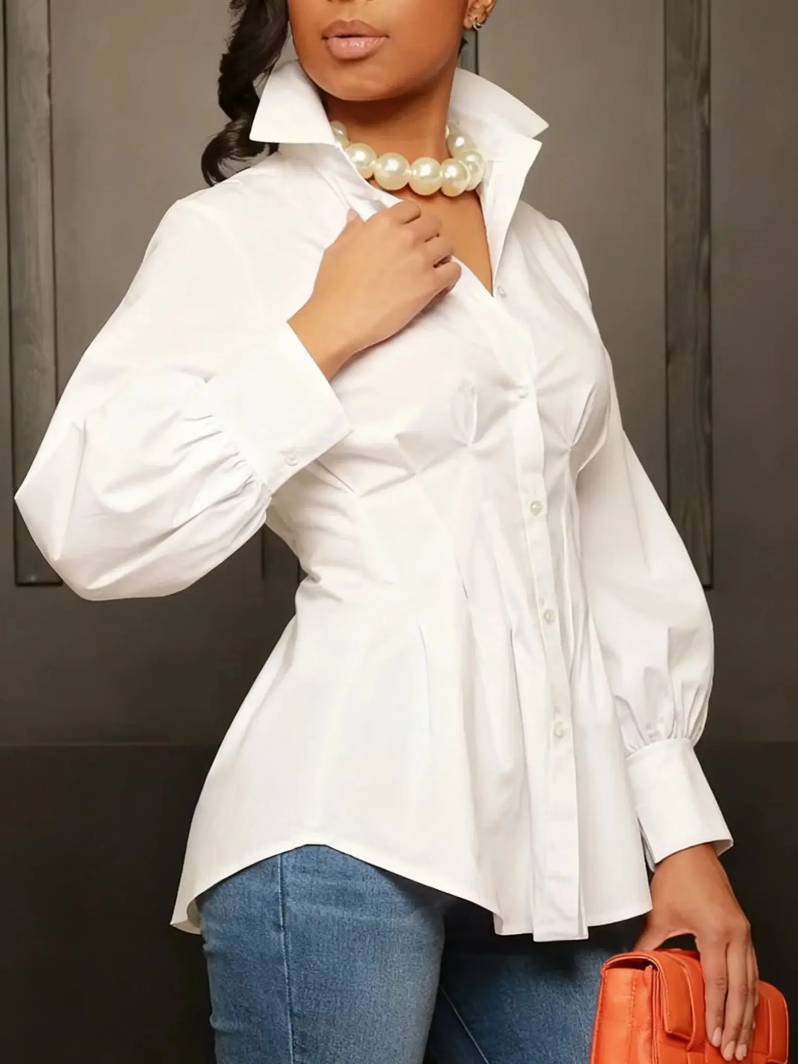 

Autumn/Winter New Arrival - Women's Solid Color Slim Fit Shirt - Suit Button Shirt Top