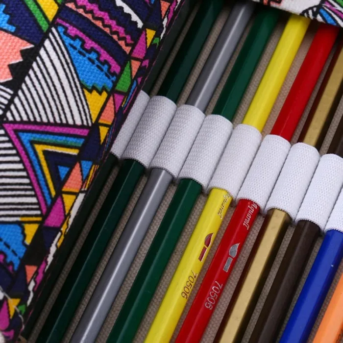 72 Holes Roll Colored Kawaii Pencil Case School Supplies Art Pen Bag Student Cute Large Pencil Cases Pen Bag Stationery