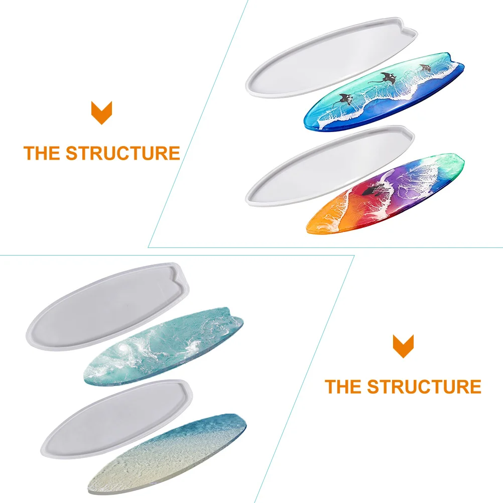 

2pcs Silicone For Diy Crafts Surfboard Shape Reusable Epoxy Coaster Silicone Mold Decor Mold Flexible Casting Tool Kit