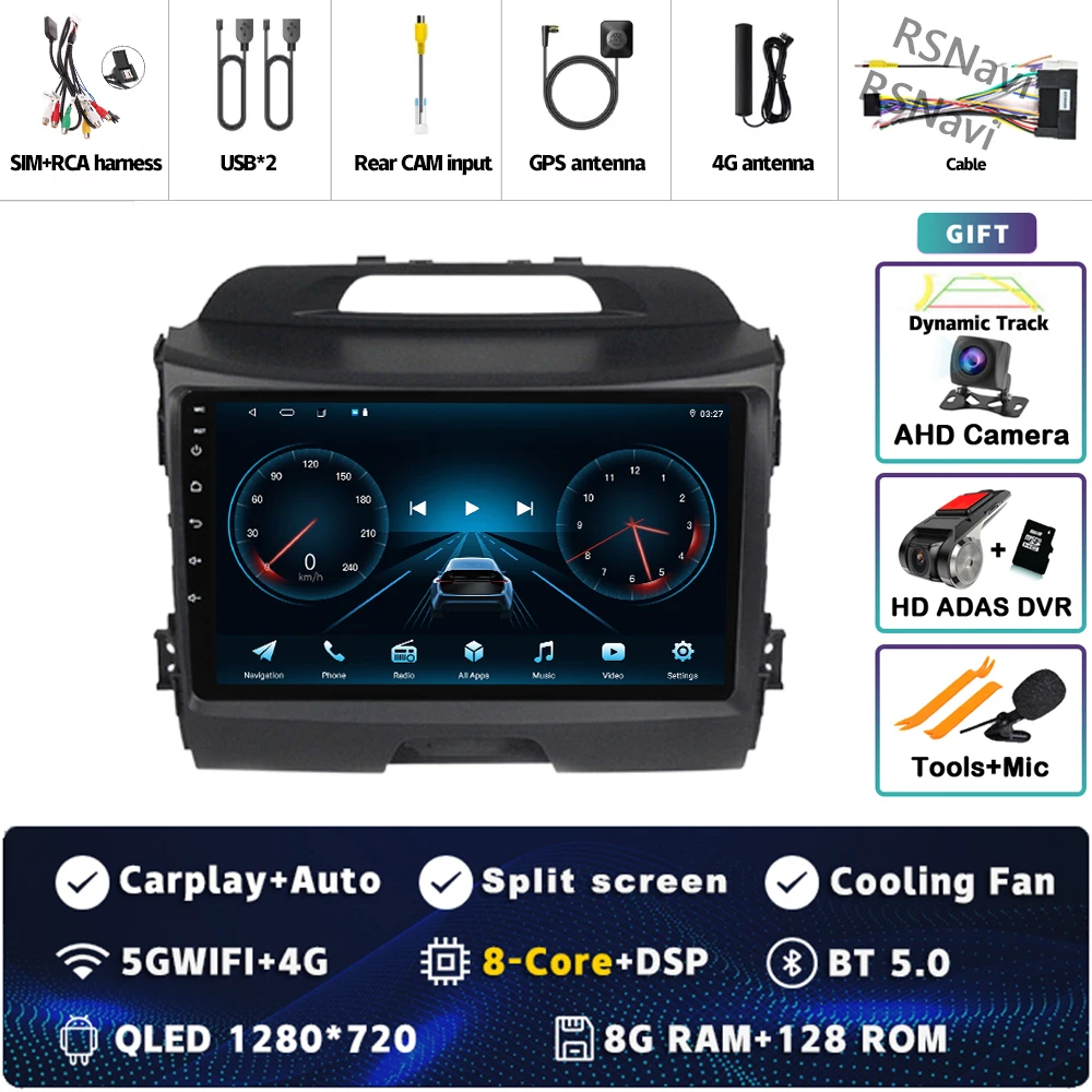 Android 15 Voor Kia Sportage 3 SL 2010-2016 2K QLED Android Autoradio Multimedia Video Player GPS Stereo CarPlay 4G Head Unit