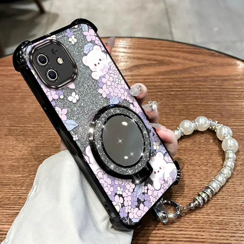 

Magic 6Pro Cute rabbit Plating Bracelet Holder Phone Case For Honor Magic 7Pro X8 X9A 300 6Pro 300Pro 50SE 90 200 X6A Cover