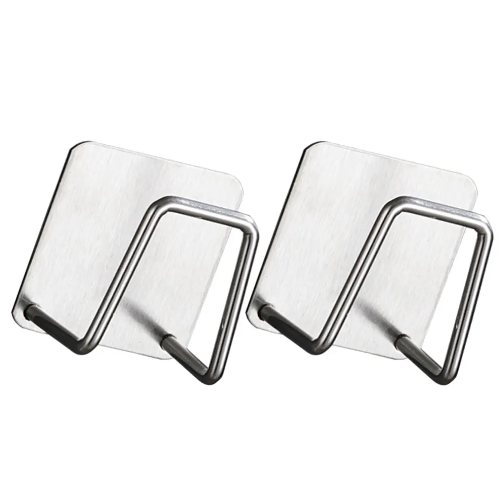

2 Pcs Stainless Steel Sponge Drain Rack Kitchen Sink Cover Storage Racks Silver Brushed Adhesive Back Metal Water Trough