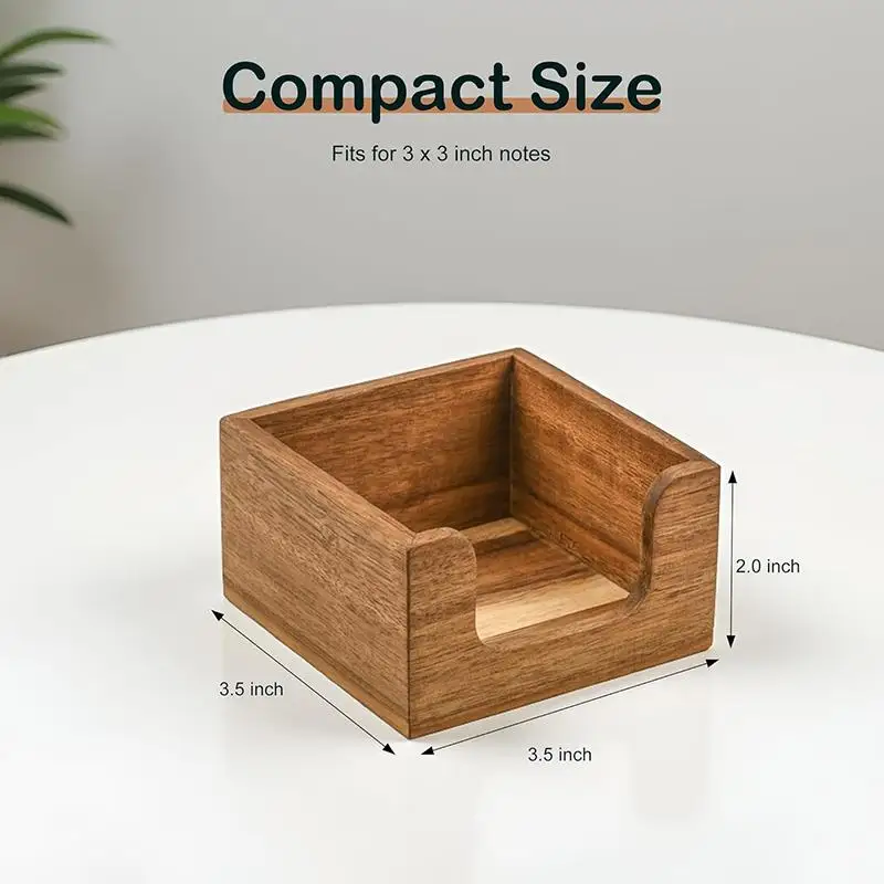 Wooden Desk Organizer With 3 Pen Holders Sticky Note Holder Pencil Stand Office School Stationery Holder Multi-function Storage