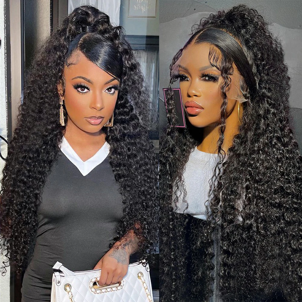 200 Density Deep Wave Lace Front Human Hair Wigs For Women 36 Inch Brazilian Water Curly Lace Closure Wig Pre Plucked Baby Hair