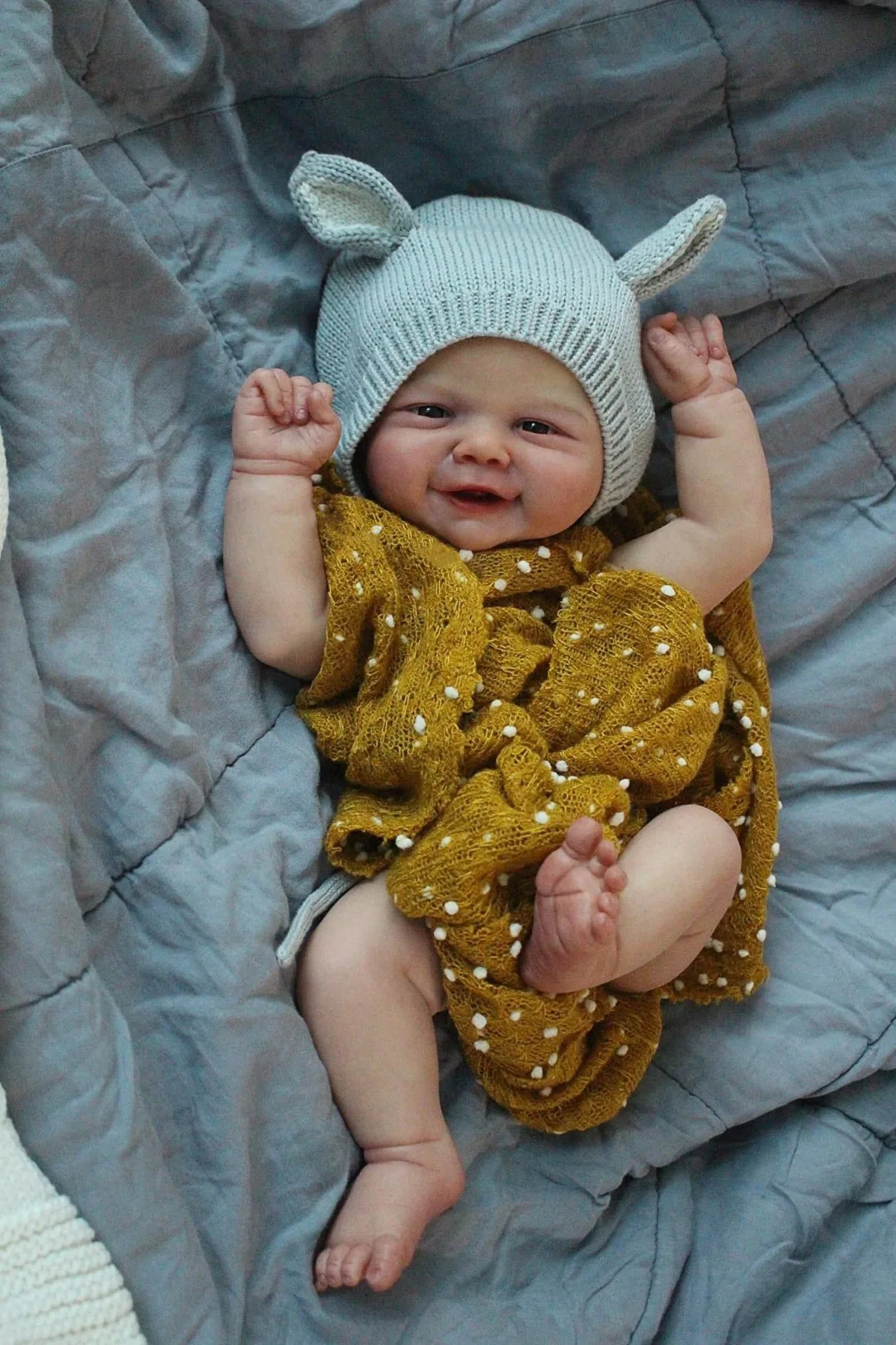 

Реалистичная кукла Smile Baby Vivienne Reborn, нарисованные волосы с 3D-кожей, многослойная живопись, 19-дюймовые коллекционные художественные куклы