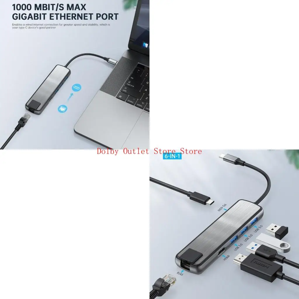 

Док -станция для ноутбука USB C для ноутбука USB C HUB Multiopt Adapter Dongle Докле