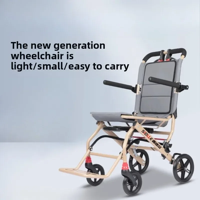 Ultralight Wheelchair Foldable Travel Chair Aluminum Mobility Aid Portable Transport Chair with Solid Tires for Airplane
