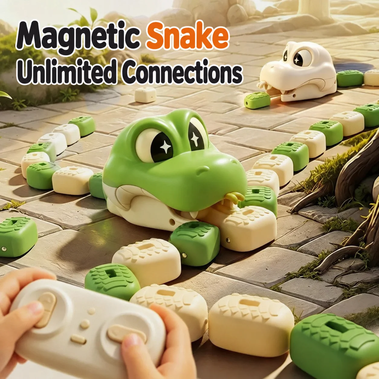 Remote Control Snake Toy, RC Pac-Man Racing Car, Cute Cartoon Snake Vehicle, Interactive Party Game Halloween Christmas Birthday