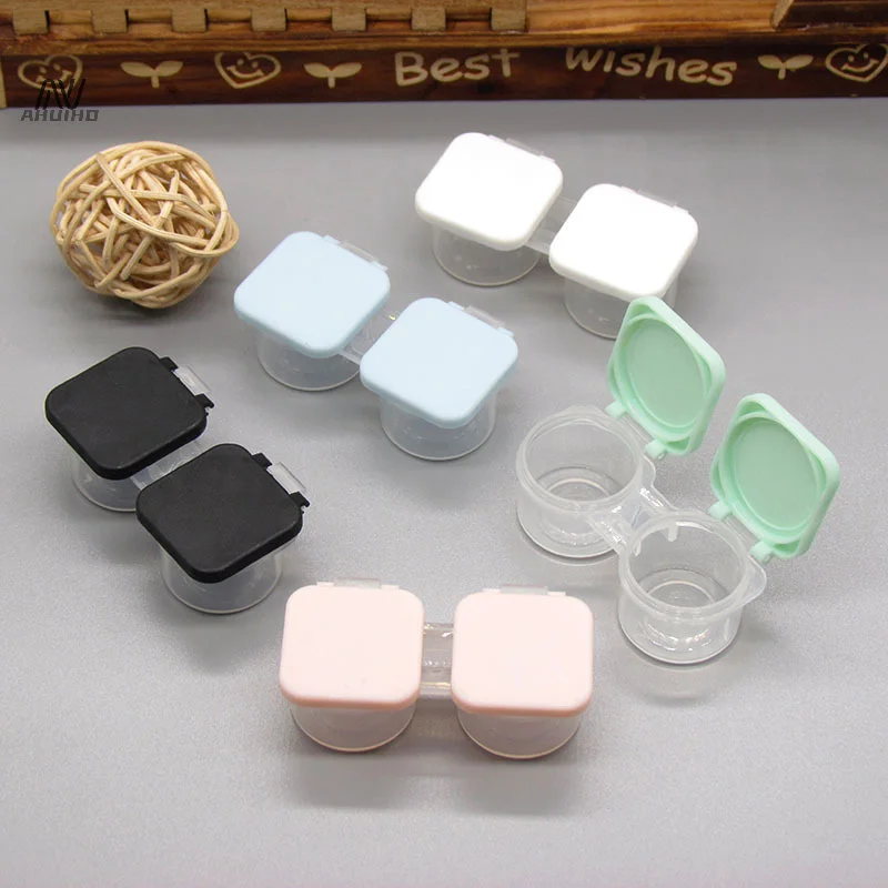 Small Plastic Contact Lens Cases Simple Oval Transparen Portable Eye Contacts Lenses Holder Box Case