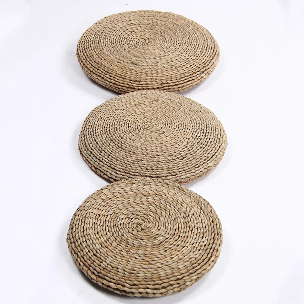 Worship Cushion Round Straw Weave Yoga Meditating Mat Floor Upholstered Seat Hand-woven Weaving Child Car