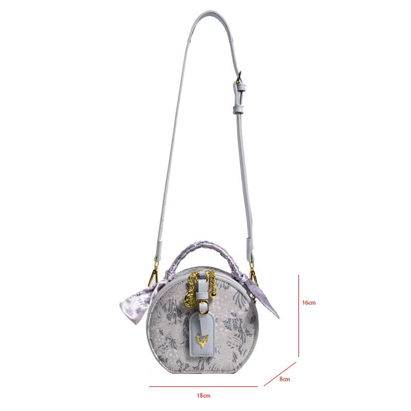 Small Round Handbag Ethnic Style Jacquard Embroidery Canvas Shoulder Bag For Women 2023 New Designer Mini Crossbody Bag Bucket