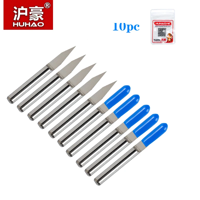 Huhao 10pcs/lot Shank 3.175mm CNC Router Bit Degree 10- 90 PCB Engraving Bits End Mill Carbide 0.1-2mm Milling Cutter