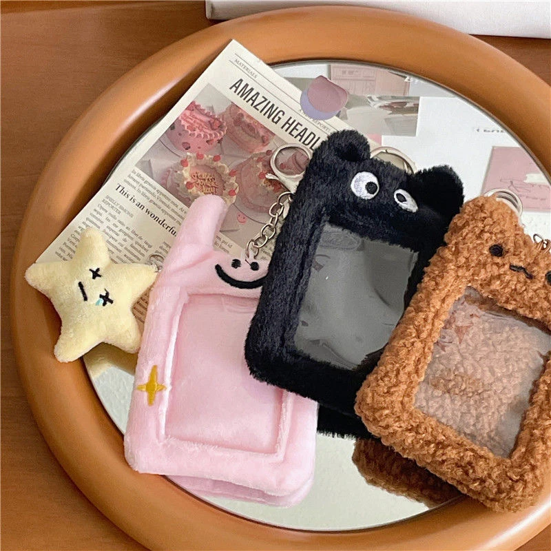 Simple Cartoon Animal Photocard Holder Rabbit Teddy Bear Card Holder Kpop Idol Plush Kpop Photocard Holder