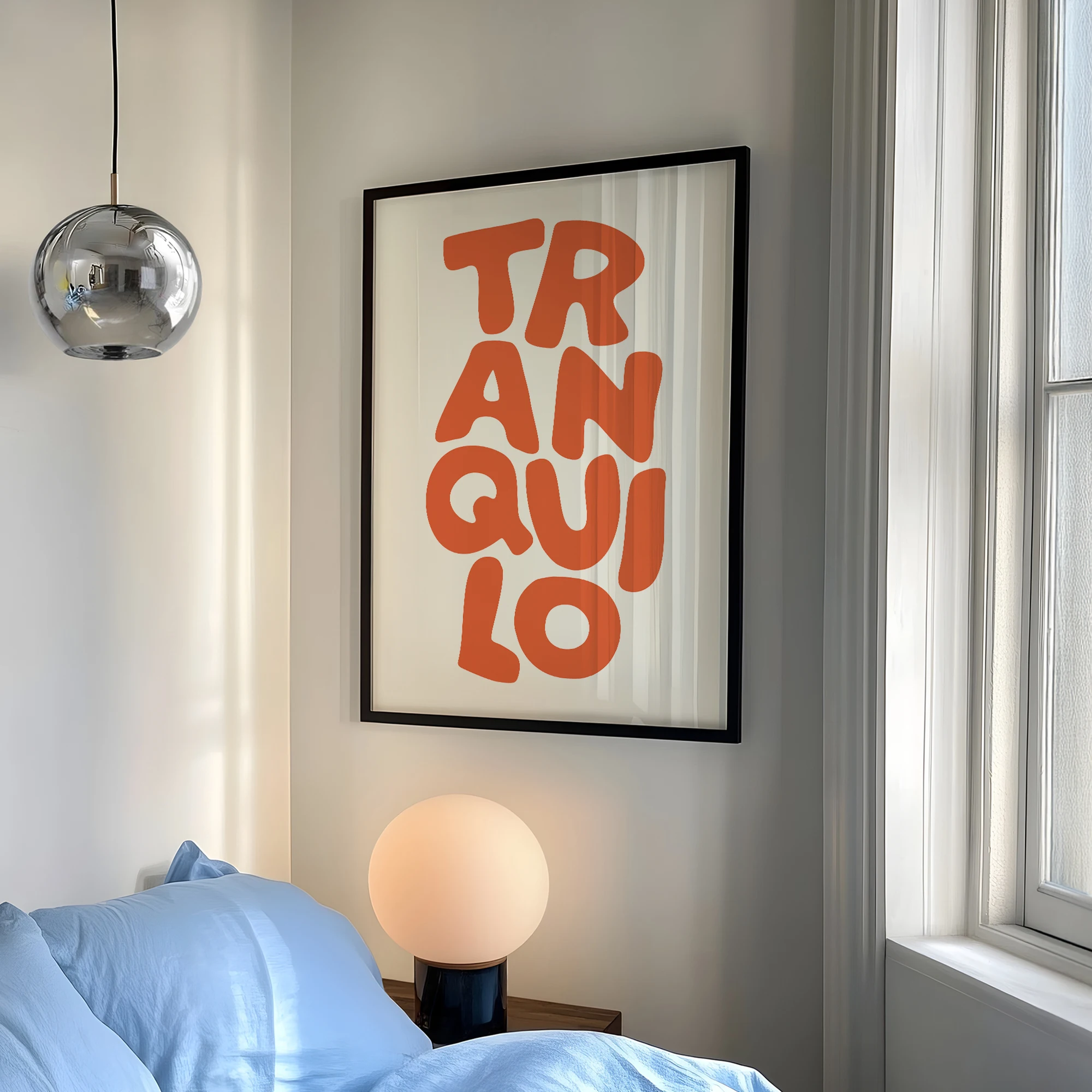 Boho Tranquilo Orange Cream Retro Typography Wall Art Print Canvas Painting Poster Picture For Living Room,Bedroom Home Decor