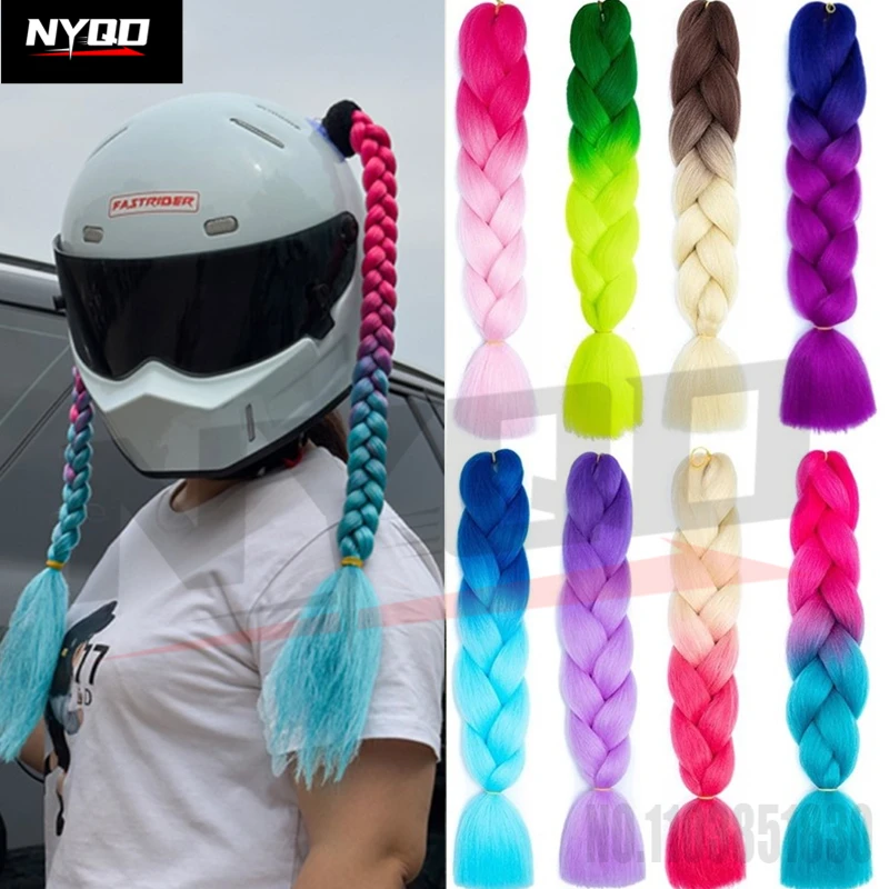 

Helmet Pigtail Motorcycle Helmet Ponytail Bicycle Helmet Braids Hair Tails Used for Any Helmets/Suction Cup Reus 1 pair