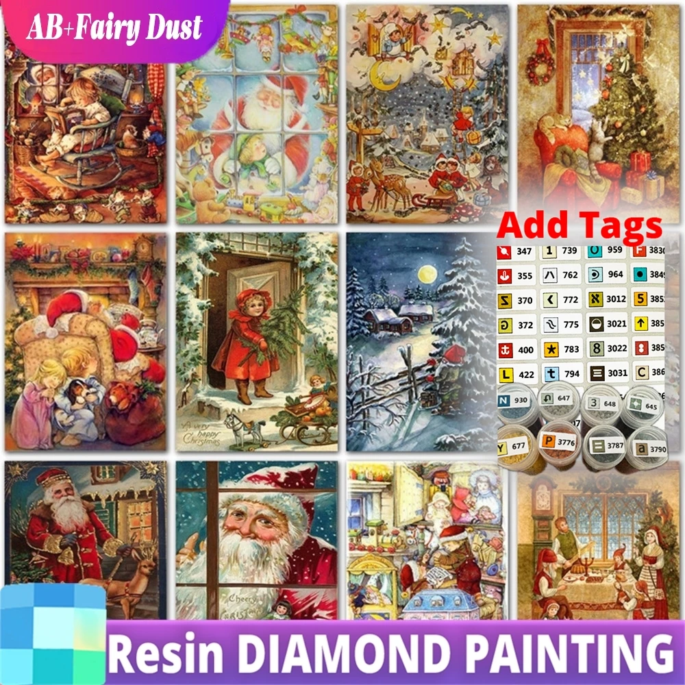 

Resin Fairy Dust AB 5D DIY Diamond painting Christmas Santa Claus girl gift Full Round Diamond mosaic Full Square Diamond embroi