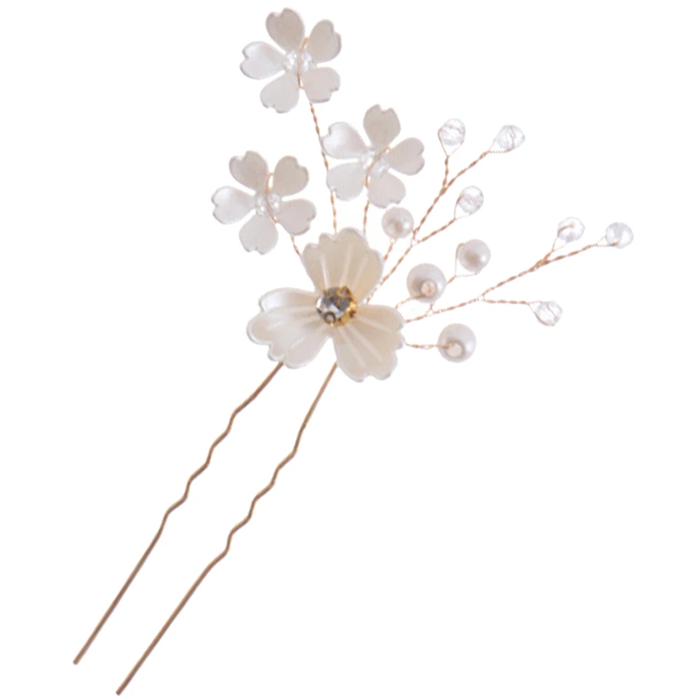 

Pearl Flower Hairpin Lightweight Decorative Accessories for Women Wedding Party Hair Bun Stick Pin Long Hair Fork