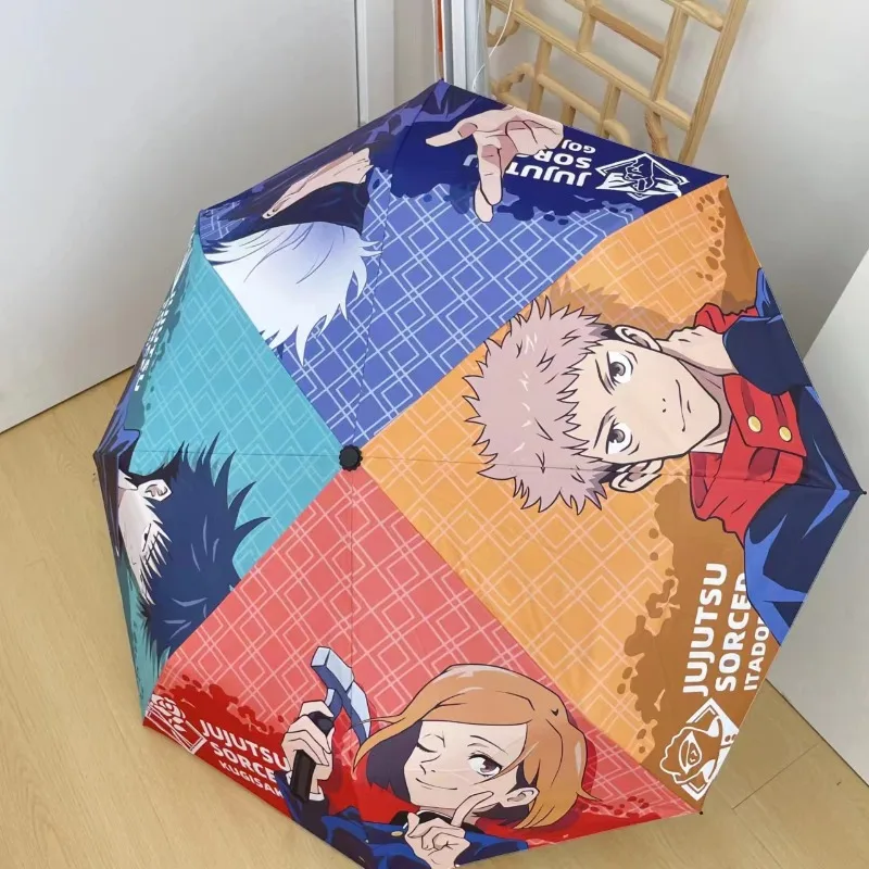 Jujutsu Kaisen Itadori Yuji Gojo Satoru Cartoon Spliced Sunshade and Sunscreen Student Portable Umbrella for Rain or Shine