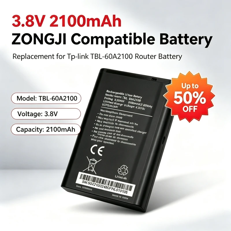 3.8V 2100mAh ZONGJI Compatible Battery Replacement for Tp-link TBL-60A2100 Router Battery