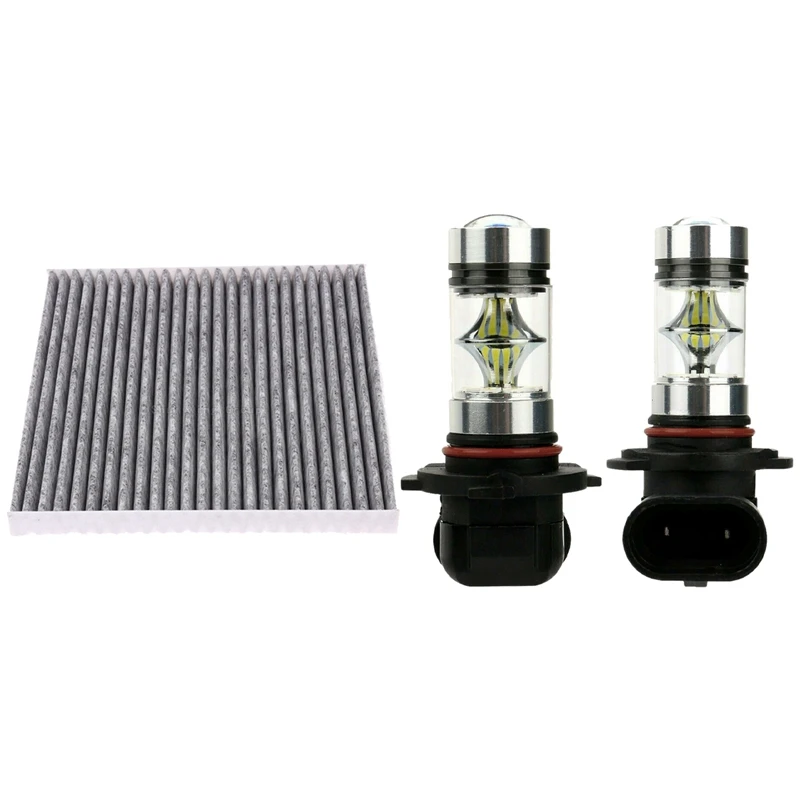 2X 6000K Super White H10 9045 9145 9140 100W 1200LM LED Fog Light Bulb with Cabin Air Filter CF10285 Activated Carbon