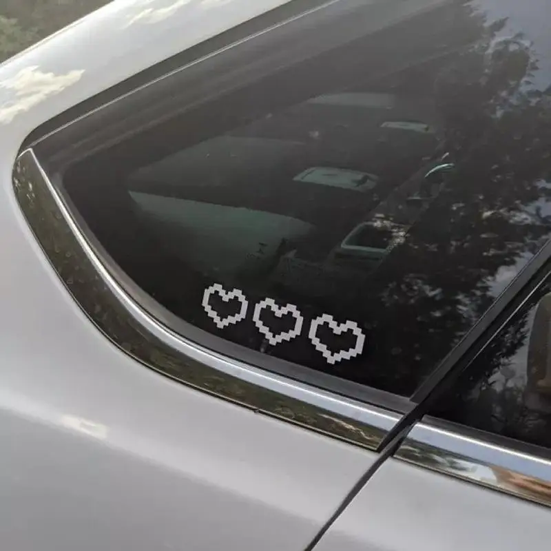【MO】6Pcs Mosaic Heart-shaped Pixel Heart-shaped Car Window Decoration Waterproof Headlight And Taillight Decoration Stickers