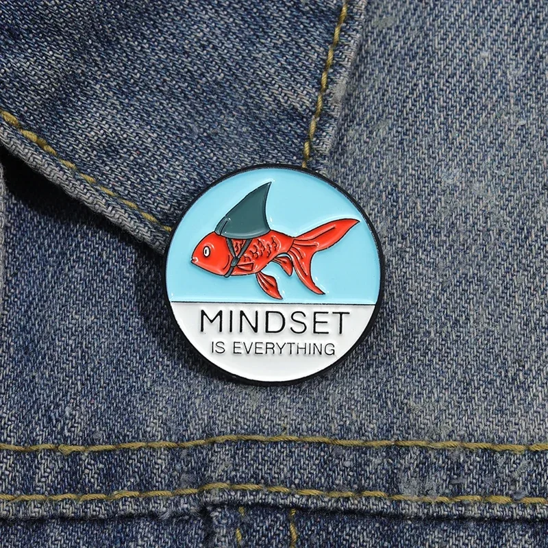 Mindset Is Everything Quote Enamel Pins Magic Hat Fish Cartoon Brooches Jewelry Collar Backpack Accessories Lapel Badge for Gift