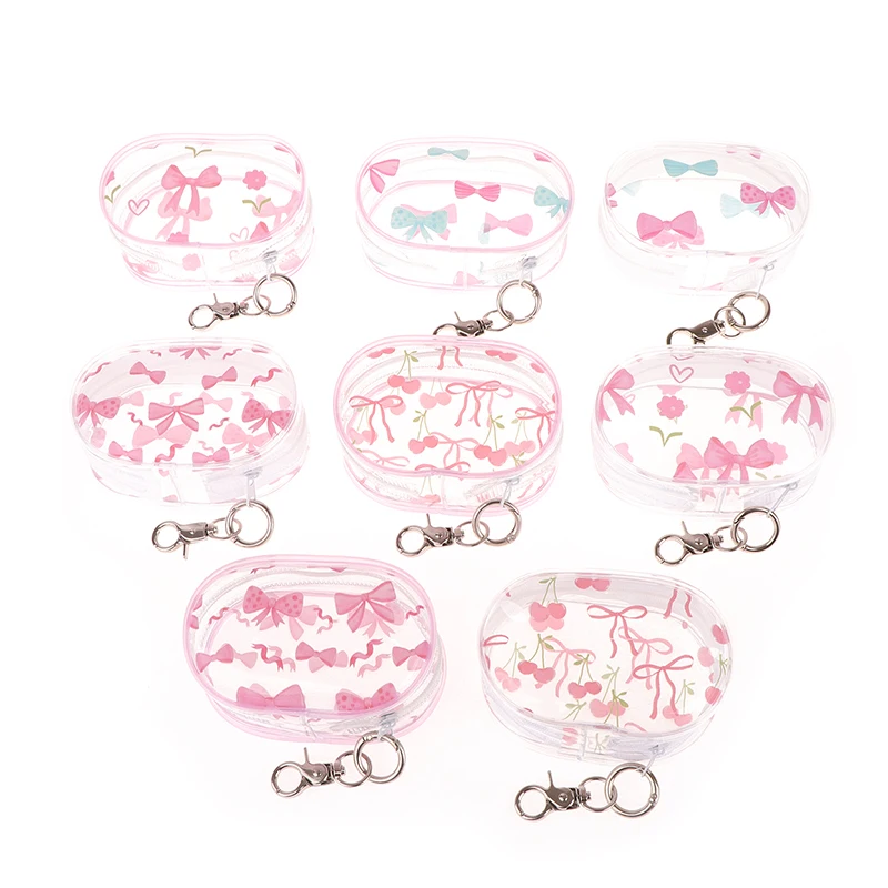 휴대용 미니 지우기 지퍼 보관 가방 키 체인 Bowknot 상자 주최자 이어폰 충전기 만화 인형 장난감 미스터리 가방