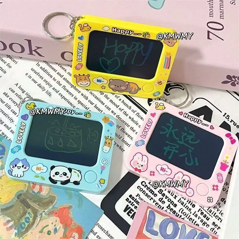 Cute Mini Doodle Board Keychain Cartoon Graffiti Drawing Board Pendant Creative Bag Charms Small Gift For Kids Accessories