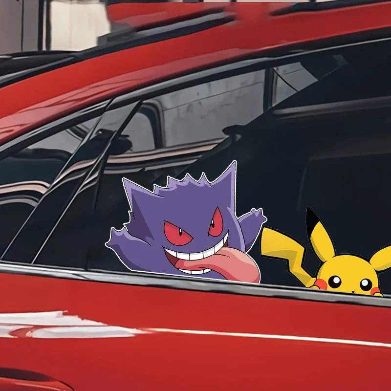 Pokemon Pikachu Gengar Car Stickers Cartoon Styling Waterproof Sticker Home Decoration Wall Stick Suitcase Sticke Auto Stickers