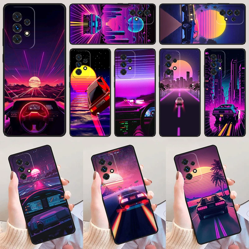 Driving Synthwave Neon 1980s For Samsung Galaxy A52 A72 A73 A20e A21S A50 A70 A11 A12 A42 A31 A40 A51 A71 A32 A80 A91 Phone Case