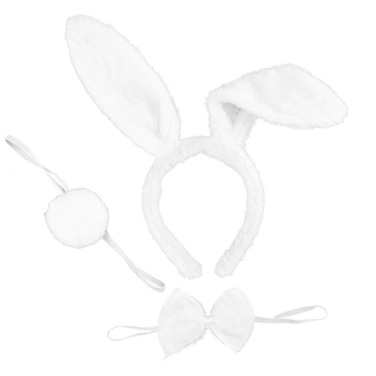 1 Set of Kids Adult Rabbit Bunny Ears Headband Bow Ties Tail Set Party Cosplay Costume (White) bunny cosplay set