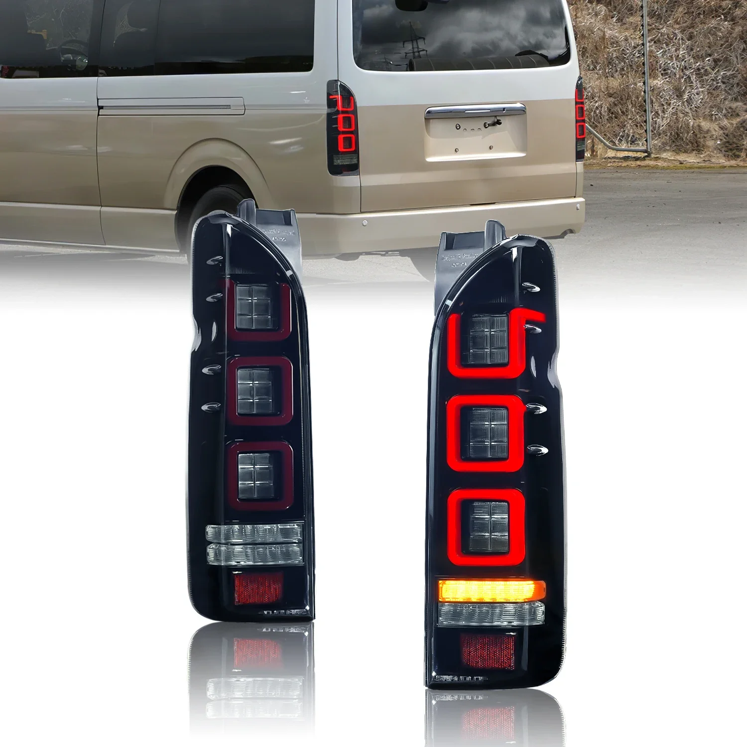 Archaic new for hiace 2005-2018 rear light with sequential turning signal led waterproof taillight for hiace