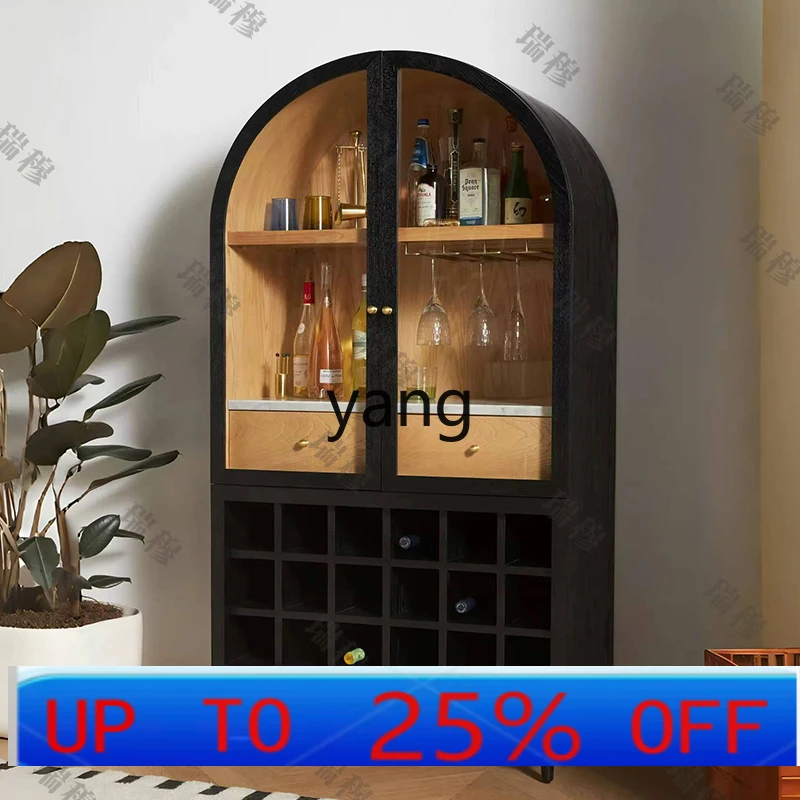 

LH solid wood wine cabinet villa living room large capacity display cabinet French style