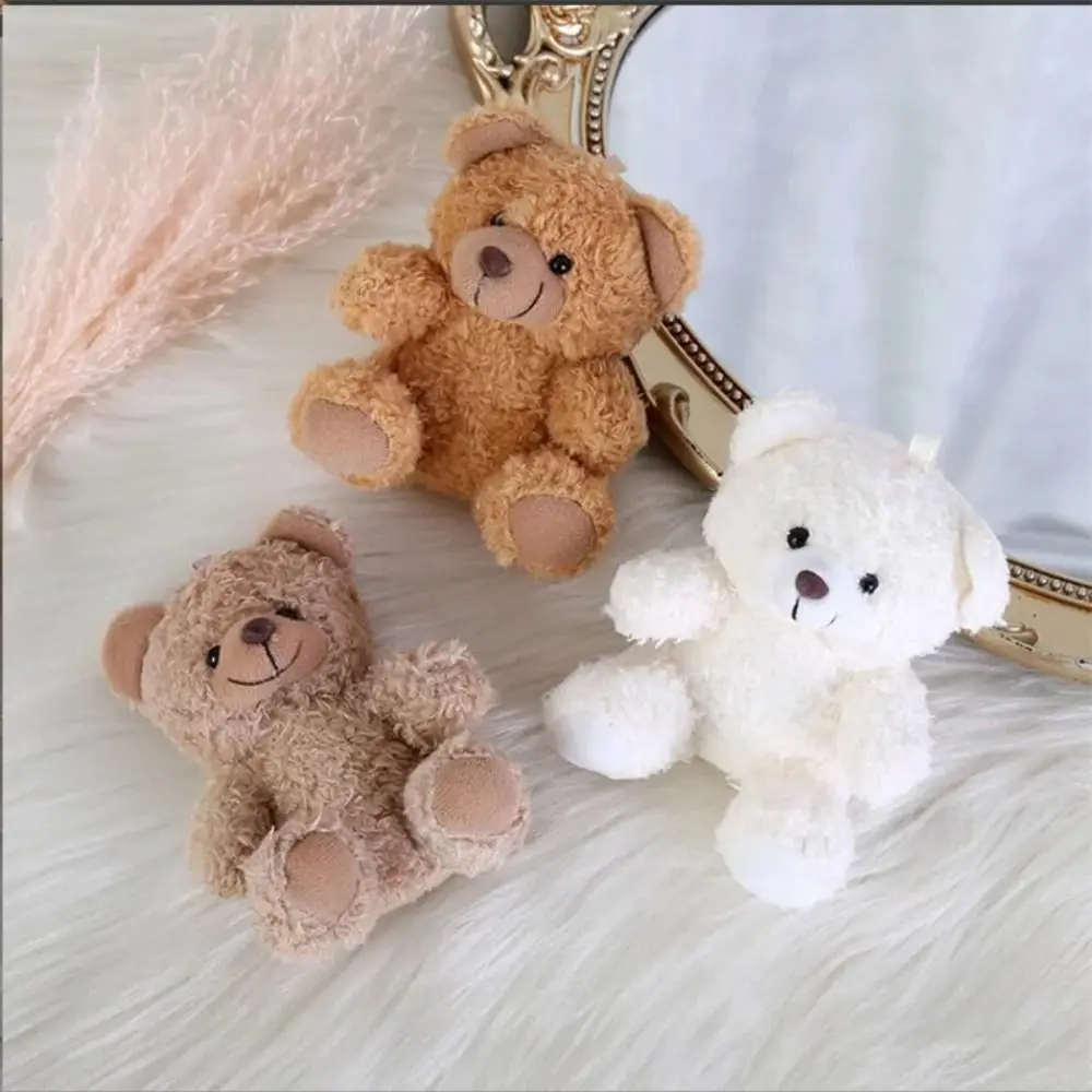 10Cm Curly Plush Sitting Doll Small Plush Toy Bear Bag Pendant DIY Wedding Gift Box Keychain Pendant 4 Color